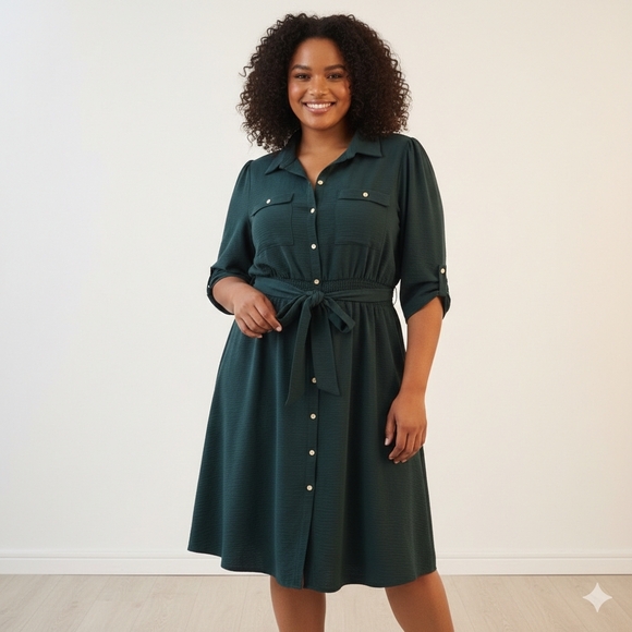NAIF Dresses & Skirts - Naif Green Belted Dress Size 2X